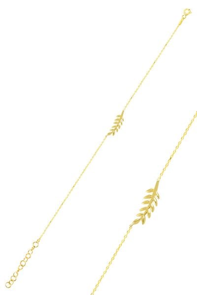 Gümüş altın yaldızlı yaprak bileklik SGTL10292GOLD