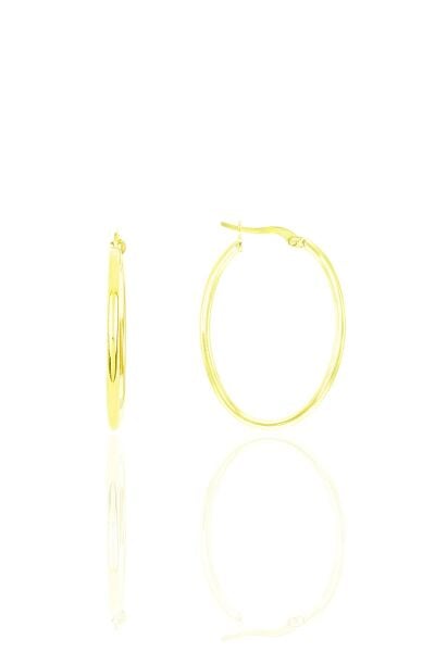 Gümüş altın yaldızlı oval şarnel halka küpe  SGTL12509GOLD