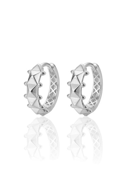 925 Ayar Gümüş küpe Üzeri Rodyumlu Piramit desenli halka küpe SGTL13187RODAJ