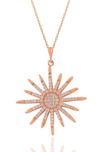 Gümüş rose zirkon taşlı sunlight kolye SGTL11038ROSE