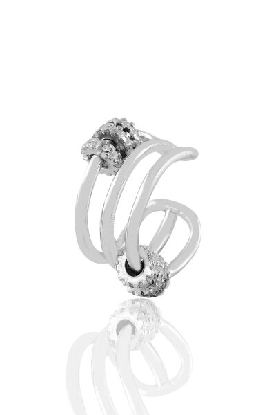 Gümüş rodyumlu zirkon taşlı ring kıkırdak küpe SGTL11368RODAJ