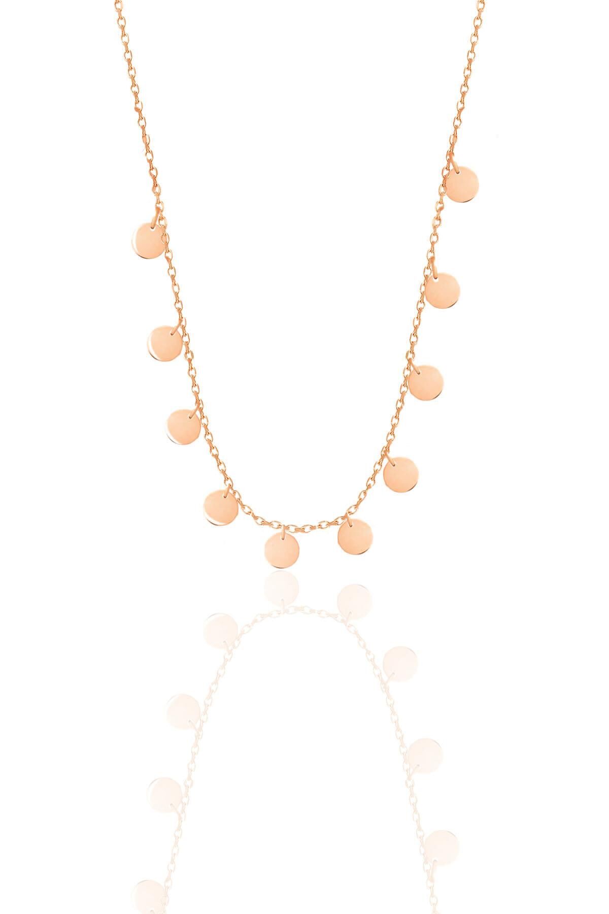 Gümüş rose yuvarlak pullu kolye  SGTL12510ROSE