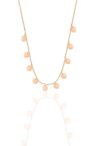 Gümüş rose yuvarlak pullu kolye  SGTL12510ROSE