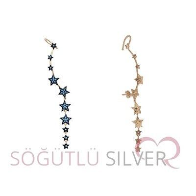 Kuyruklu yıldız nano turkuaz taşlı kıkırdak küpe SGTL2602