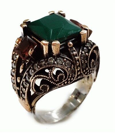 doğal taşlı otantik yüzük yüzük8352