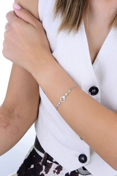 Gümüş rodyumlu zirkon taşlı yıldız kümesi kadın bileklik SGTL12921RODAJ