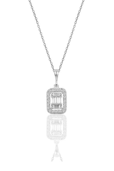Gümüş rodyumlu  gümüş baget taşlı üçlü set SGTL10736RODAJ