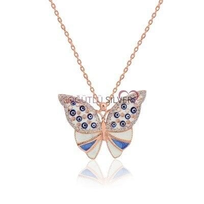 Mineli Gümüş Kelebek Kolye SGTL3357