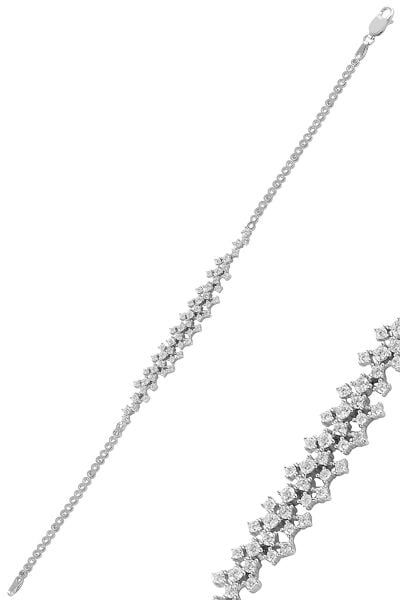 Gümüş beyaz altın rodyumlu pırlanta modeli zirkon taşlı bileklik  SGTL11454