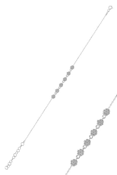 Gümüş rodyumlu zirkon taşlı çiçek bileklik SGTL10305RDJ