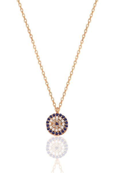 Gümüş rose zirkon taşlı nazar kolye SGTL12511ROSE