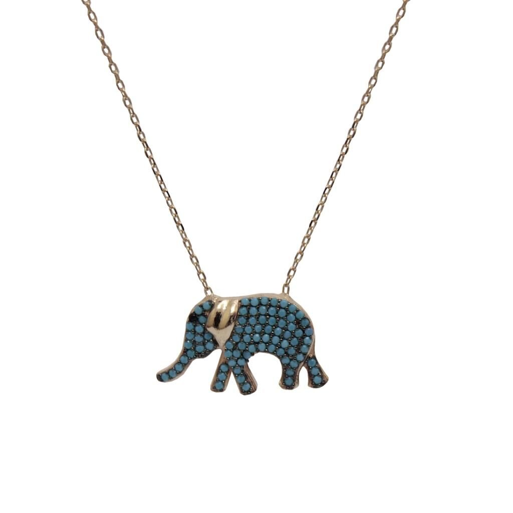 nano turkuaz (firuze)taşlı fil kolye SGTL2610