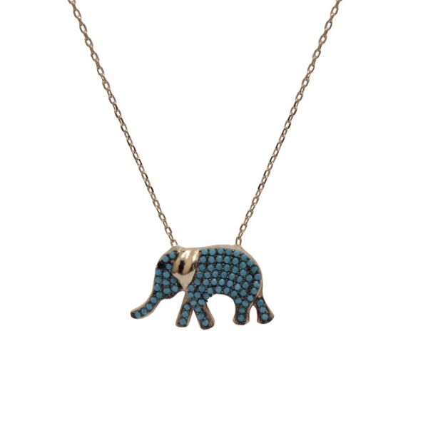 nano turkuaz (firuze)taşlı fil kolye SGTL2610