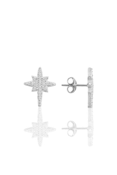 Gümüş rodyumlu kutupyıldız modeli küpe SGTL10178