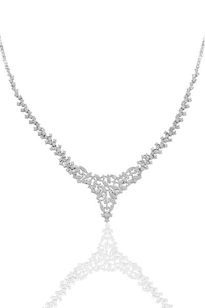 Gümüş beyaz altın rodyumlu pırlanta modeli zirkon taşlı prenses gümüş kolye SGTL11456