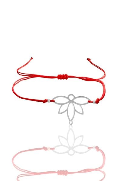 Gümüş lotus  yaşam  çiçeği kırmızı ipli bileklik SGTL12059RODAJ