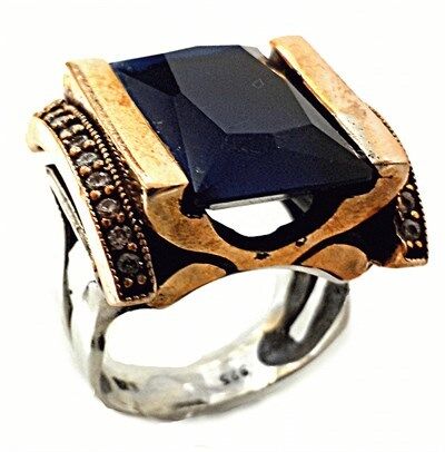 safir taşlı otantik yüzük yüzük8348