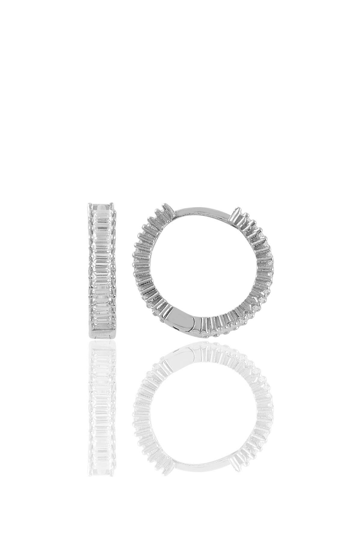 Gümüş rodyumlu baget taşlı tamtur halka küpe SGTL11365RODAJ