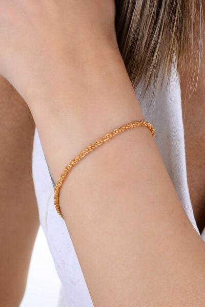 Gümüş rose top zincir detaylı burgulu İtalyan bileklik SGTL12943ROSE