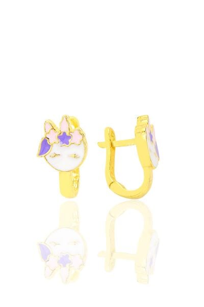 Gümüş altın yaldızlı mineli pembe rüya çocuk küpesi SGTL12580GOLD