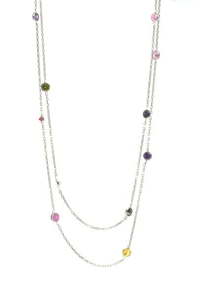 Gümüş renkli sıra taşlı takım SGTL8533