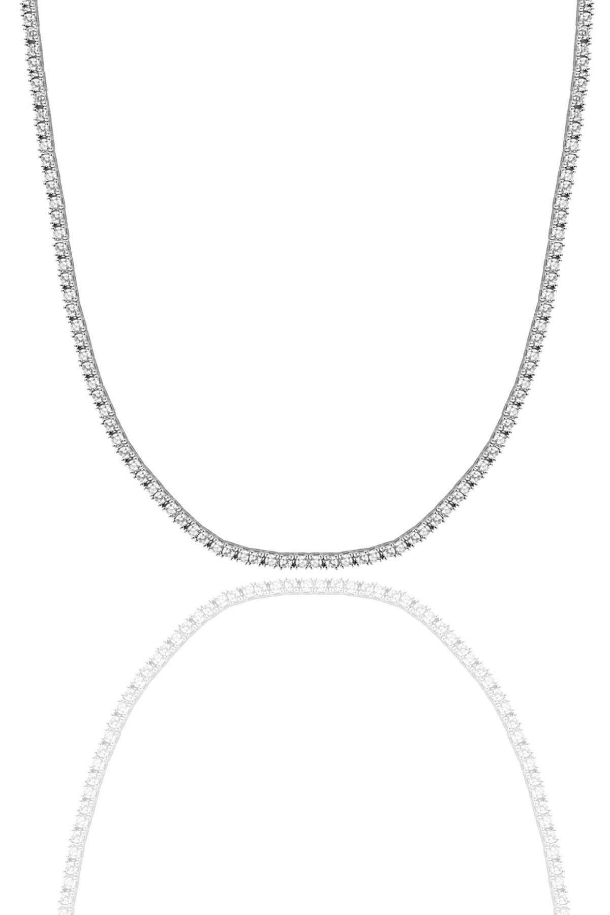 Gümüş beyaz altın rodyumlu zirkon taşlı su yolu kolye SGTL11585RODAJ