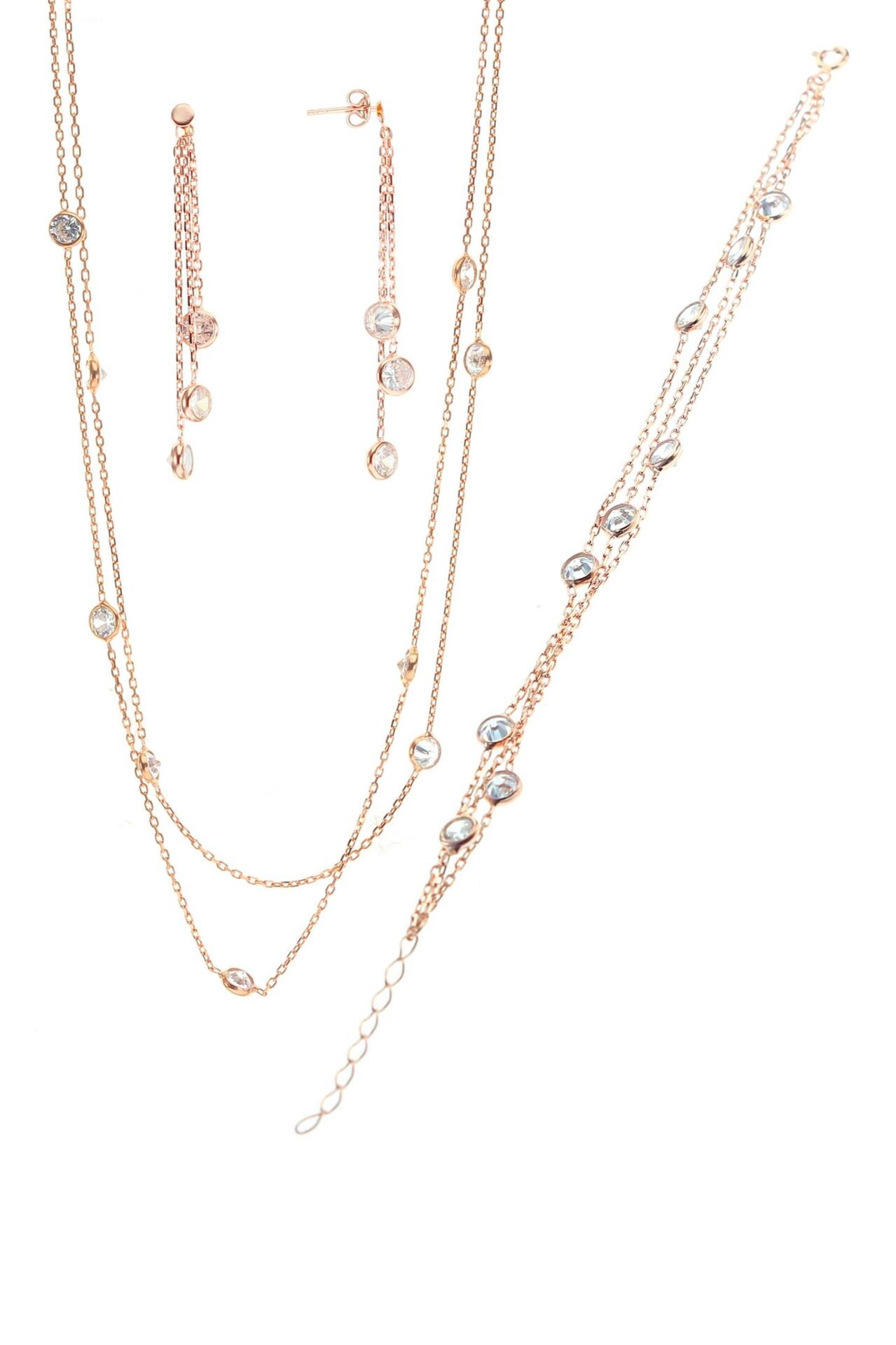 Gümüş rose sıra taşlı takım SGTL8534