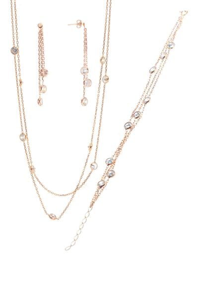 Gümüş rose sıra taşlı takım SGTL8534