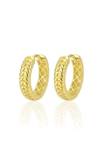 925 Ayar Gümüş küpe Üzeri Altın Kaplama Başak Modeli Halka Küpe SGTL13194GOLD