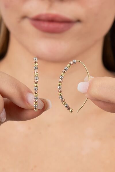 Gümüş altın yaldızlı, rodaj ve rose renkli dorissa dorica tasarım küpe SGTL11363RENKLI