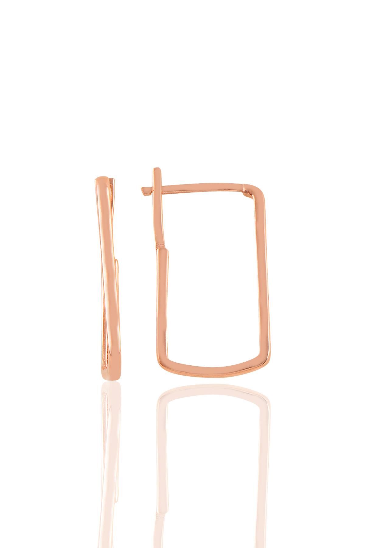 Gümüş rose modern tasarımlı göçmen küpe  SGTL11362ROSE