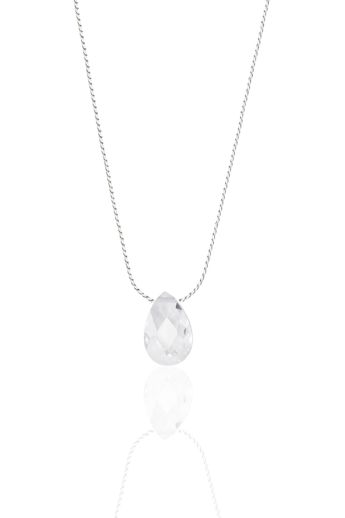 Gümüş rodyumlu zirkon taşlı hayalet kolye SGTL12514BEYAZ