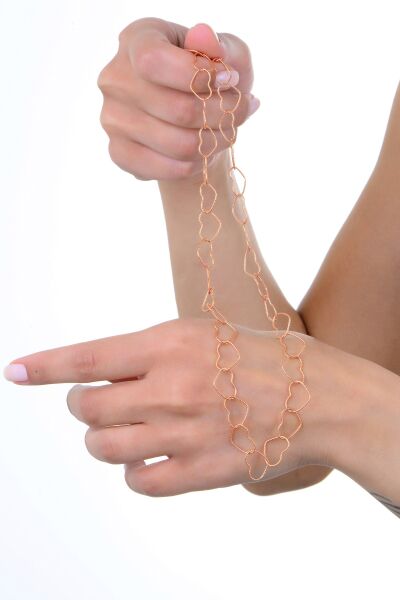 Gümüş rose iç içe geçmeli sonsuz kalp zinciri kolye SGTL12950ROSE