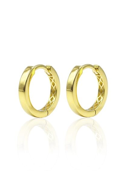 925 Ayar Gümüş küpe Üzeri Altın Kaplama Düz Halka Küpe SGTL13196GOLD