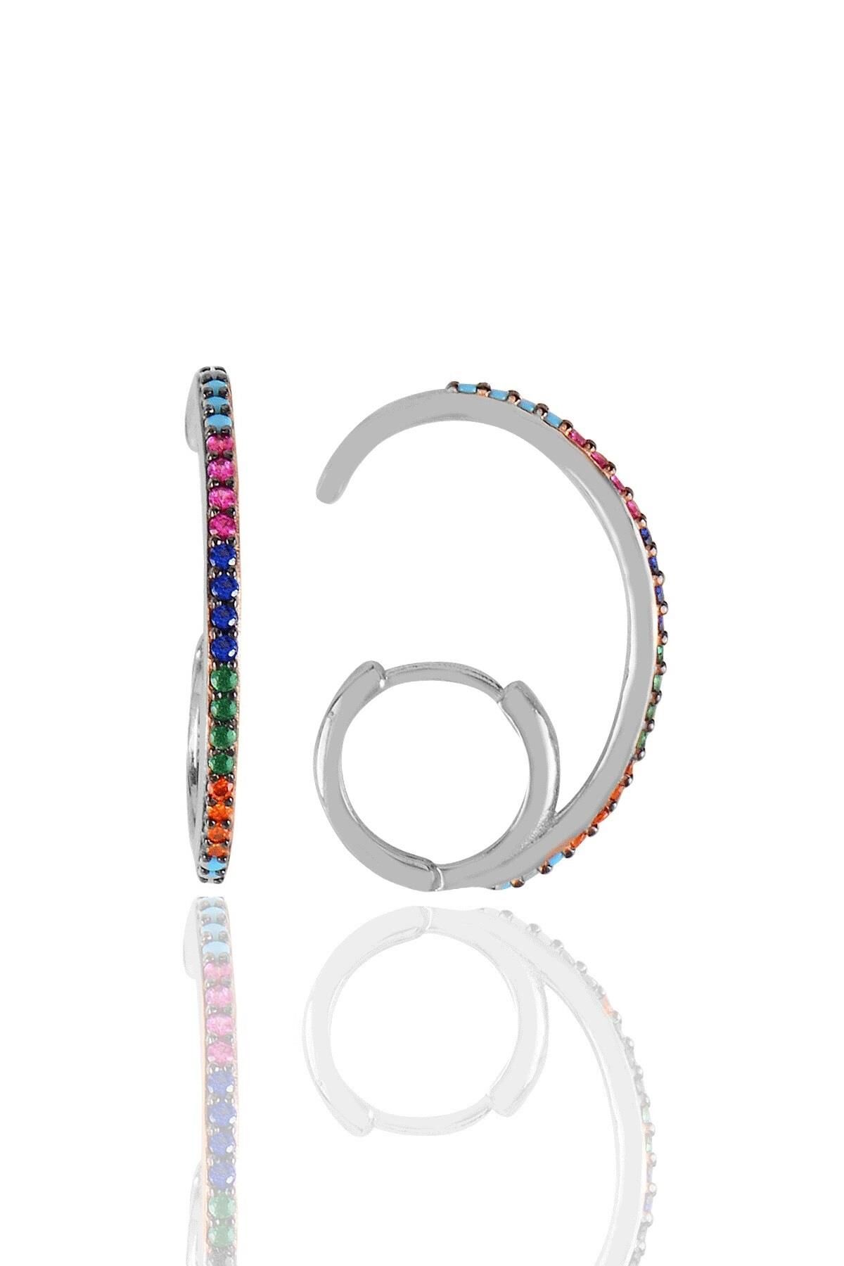 Gümüş  renkli taşlı özel tasarım klas küpe SGTL11361RODAJ