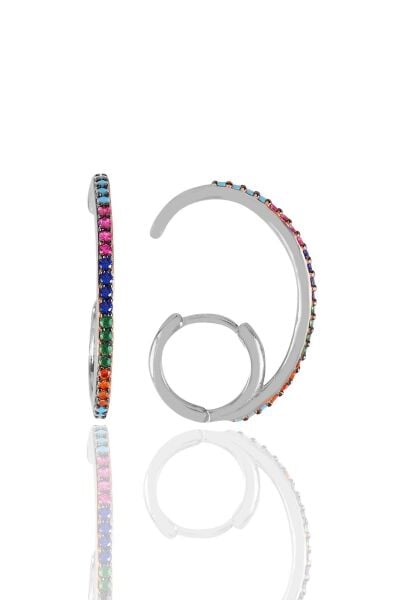 Gümüş  renkli taşlı özel tasarım klas küpe SGTL11361RODAJ