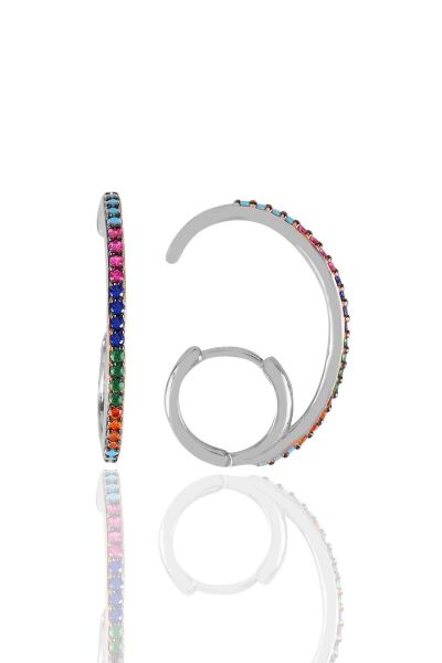 Gümüş  renkli taşlı özel tasarım klas küpe SGTL11361RODAJ