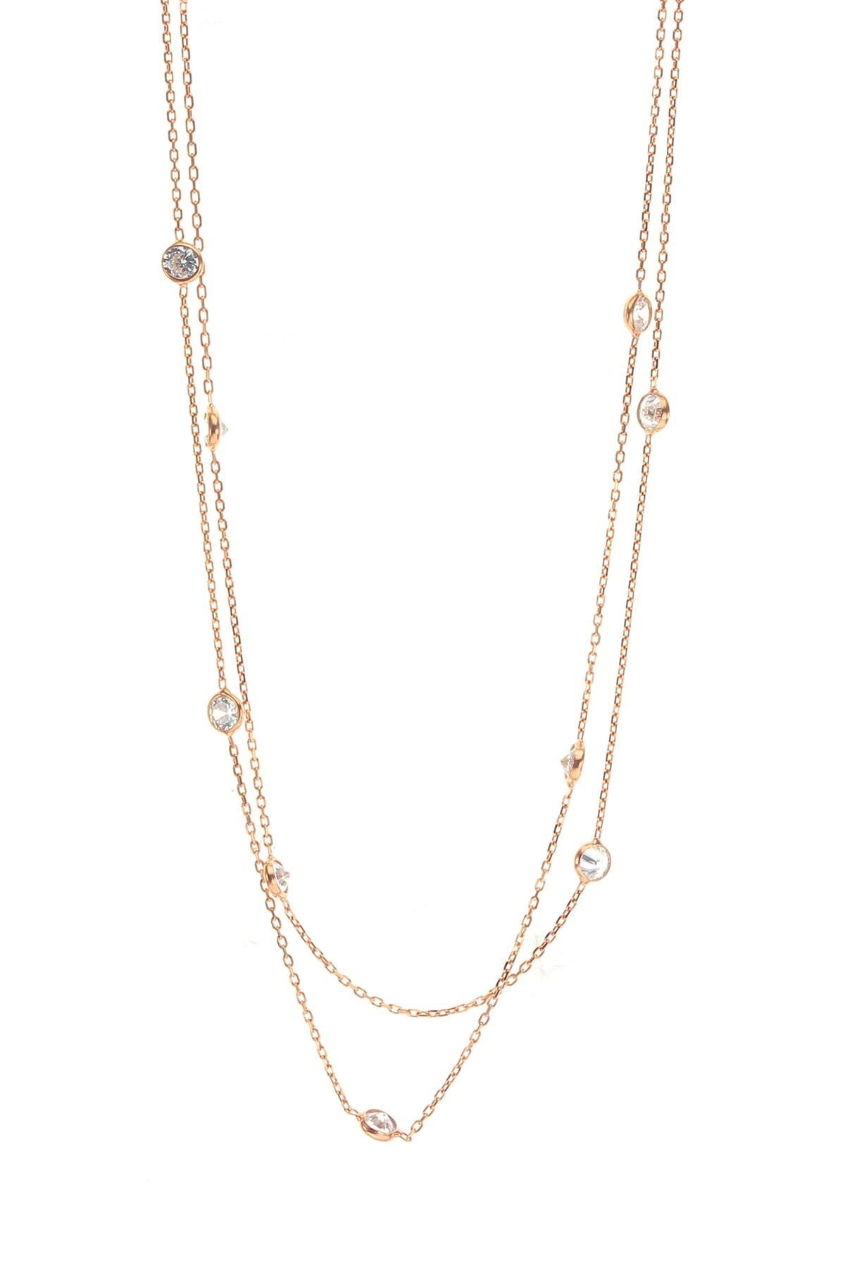 Gümüş rose sıra taşlı kolye SGTL8541