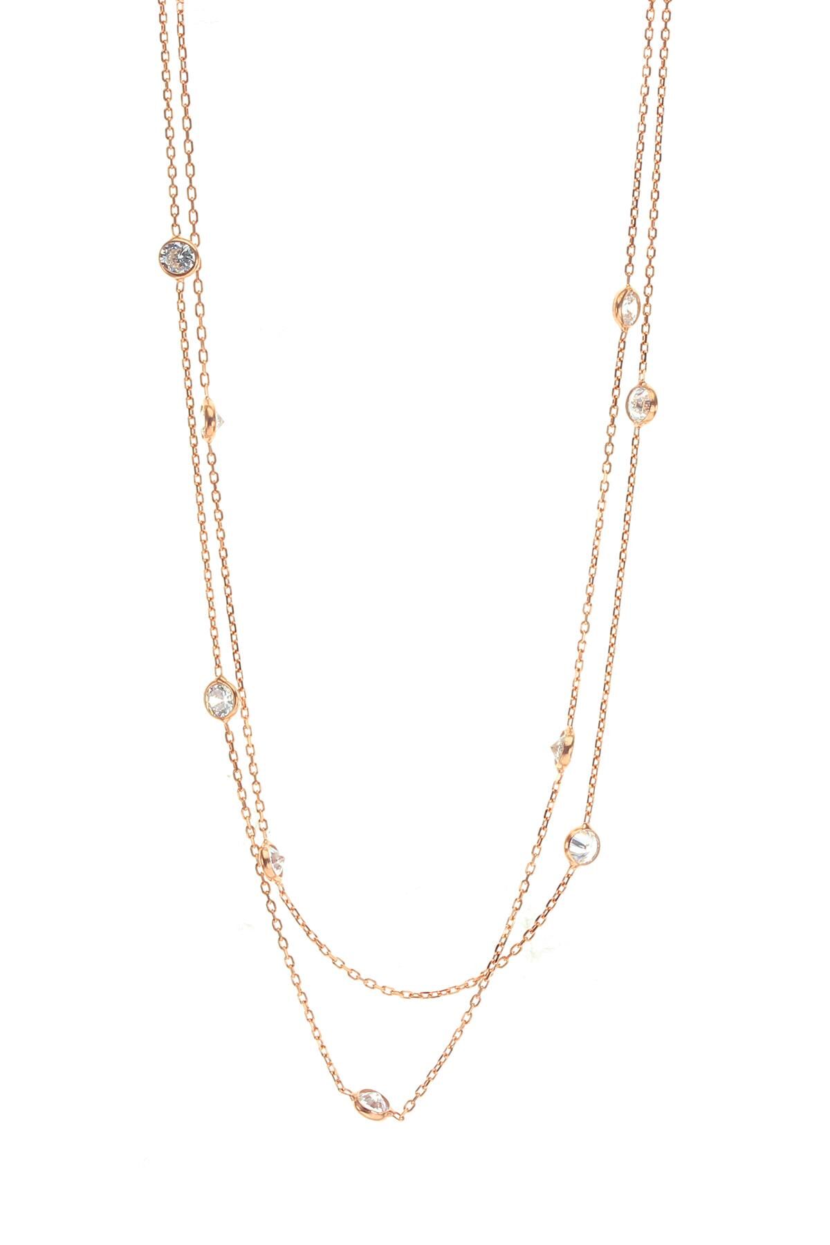 Gümüş rose sıra taşlı kolye SGTL8541