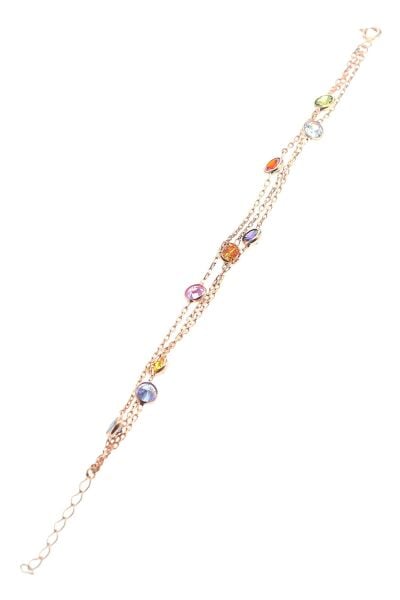Gümüş rose renkli sıra taşlı bileklik SGTL8542