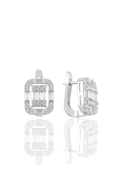 Gümüş rodyumlu  gümüş baget taşlı üçlü set SGTL10737RODAJ