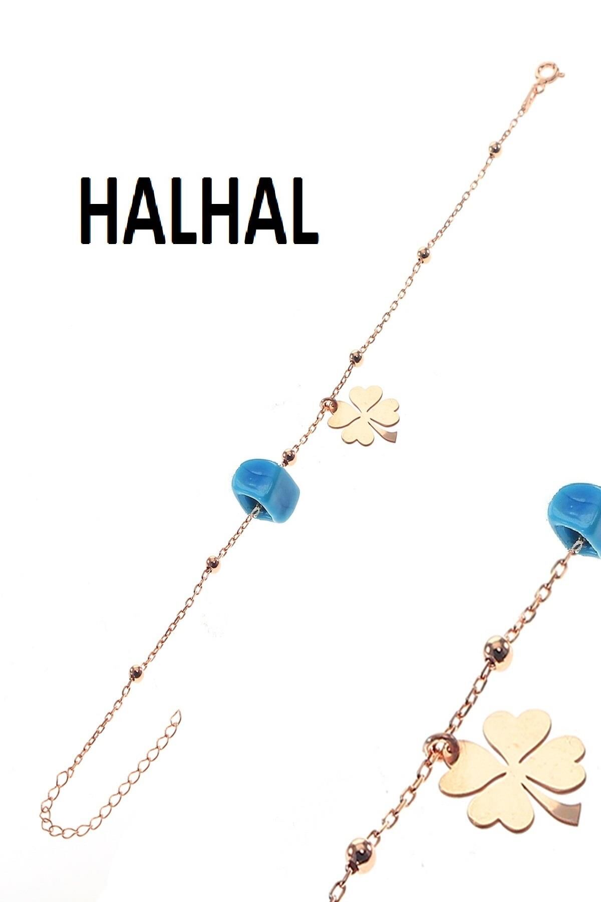 Gümüş yonca ve toplu zincir halhal SGTL8851halhalturkuaz