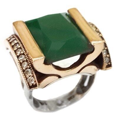 kök zumrut taşlı otantik yüzük yüzük8338