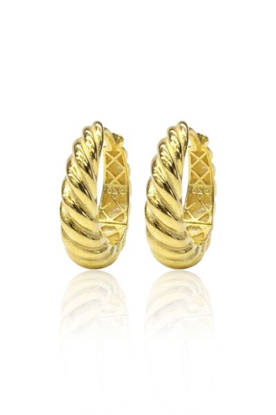 925 Ayar Gümüş küpe Üzeri Altın Kaplama Retro Görünümlü Burgu Modeli Küpe SGTL13198GOLD