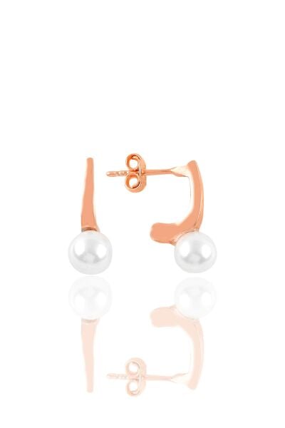 Gümüş rose incili modern tasarımlı küpe SGTL11359INCI