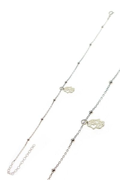 Gümüş top top zincirli fatma ana eli modeli halhal SGTL9799