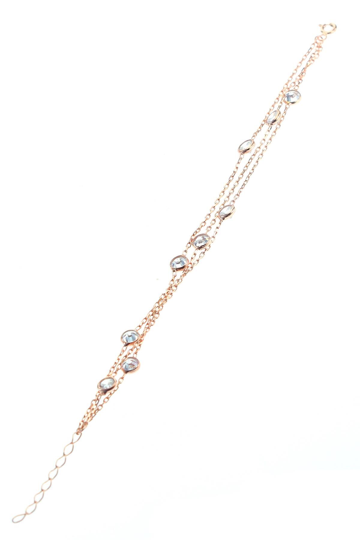Gümüş rose sıra taşlı bileklik SGTL8545