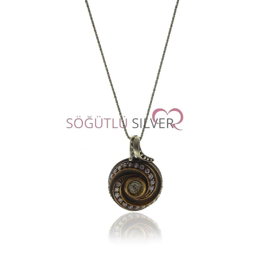 Zirkon taşlı Salyangoz Kolye SGTL5557