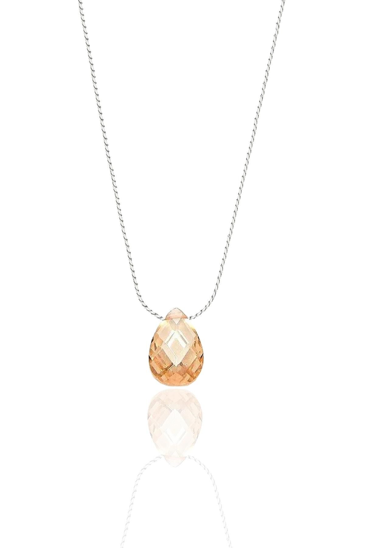 Gümüş rodyumlu topaz taşlı hayalet kolye SGTL12514SARI
