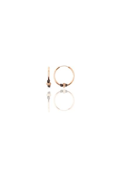 Gümüş rose 12 mm mini  işlemeli halka küpe SGTL11287ROSE